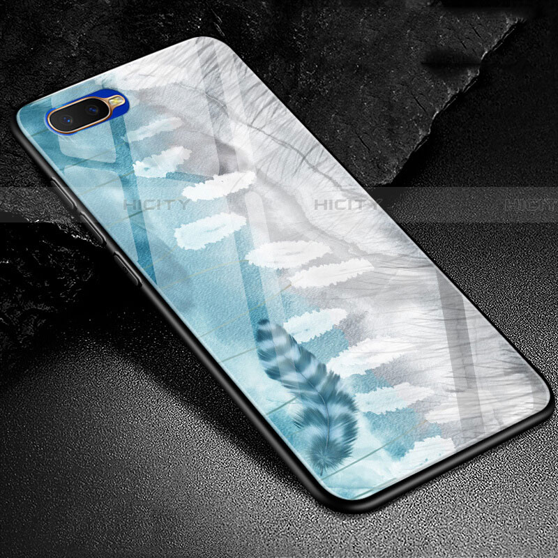 Funda Bumper Silicona Gel Espejo Patron de Moda Carcasa M01 para Oppo RX17 Neo Azul Cielo