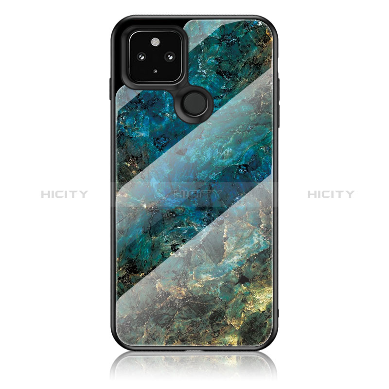 Funda Bumper Silicona Gel Espejo Patron de Moda Carcasa para Google Pixel 5 XL 5G Azul