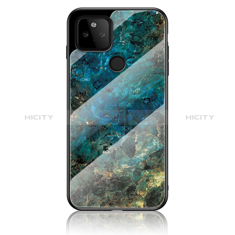 Funda Bumper Silicona Gel Espejo Patron de Moda Carcasa para Google Pixel 5a 5G Azul