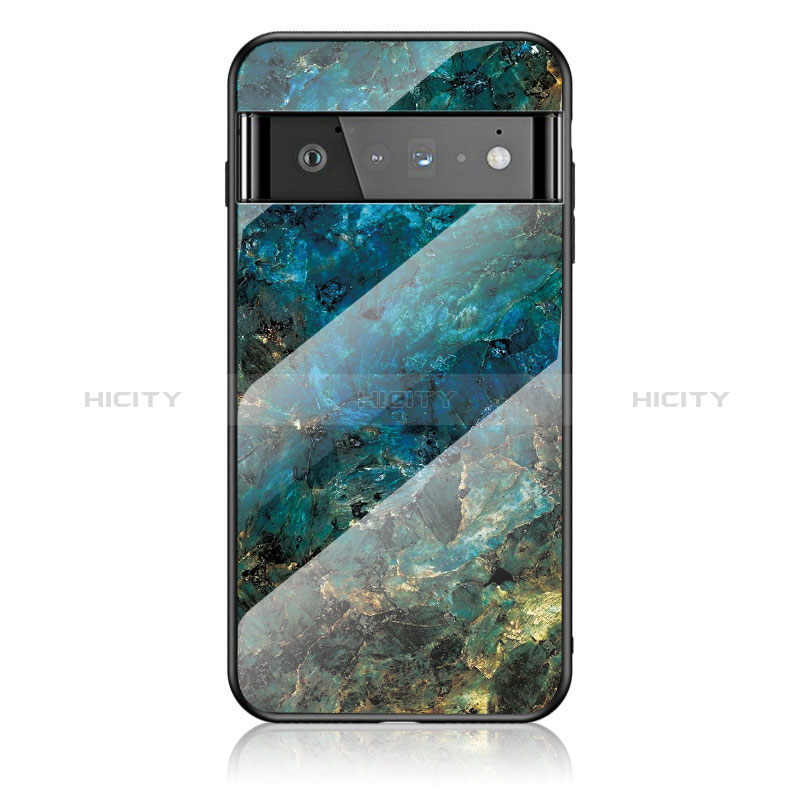 Funda Bumper Silicona Gel Espejo Patron de Moda Carcasa para Google Pixel 6 Pro 5G Azul