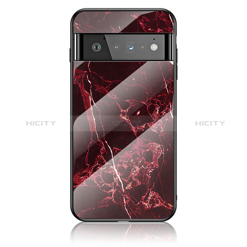 Funda Bumper Silicona Gel Espejo Patron de Moda Carcasa para Google Pixel 6 Pro 5G Rojo