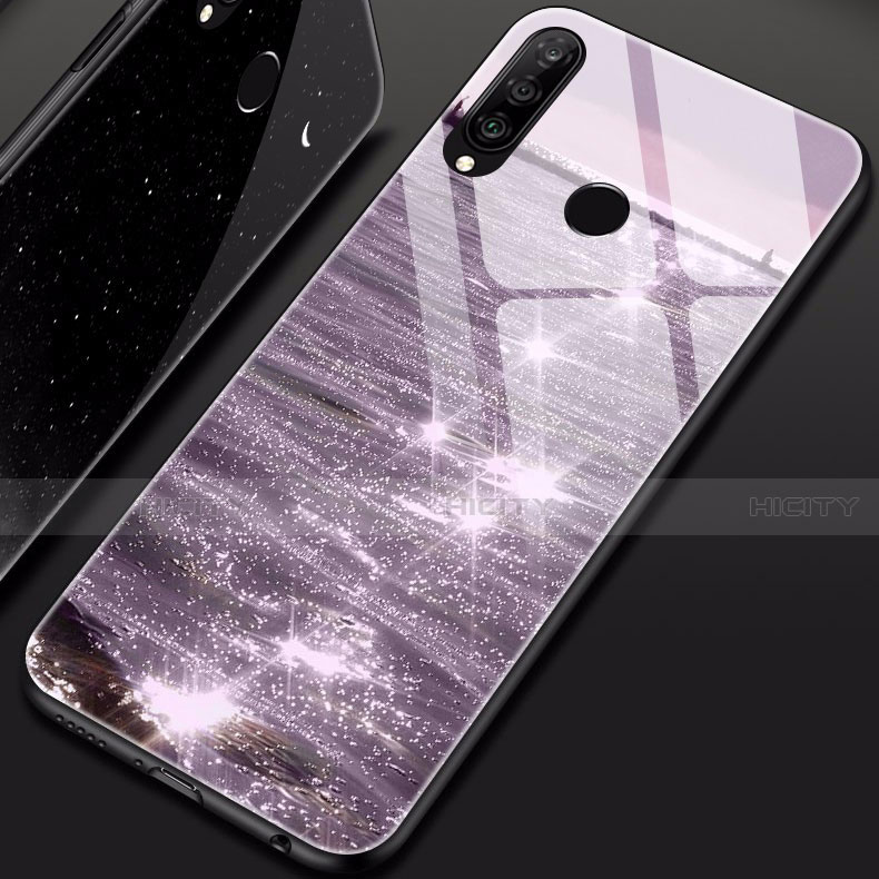 Funda Bumper Silicona Gel Espejo Patron de Moda Carcasa para Huawei Nova 4e Morado