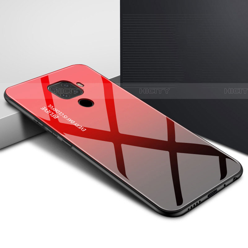 Funda Bumper Silicona Gel Espejo Patron de Moda Carcasa para Huawei Nova 5i Pro Rojo