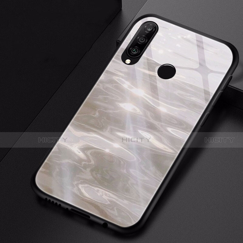 Funda Bumper Silicona Gel Espejo Patron de Moda Carcasa para Huawei P30 Lite XL Gris