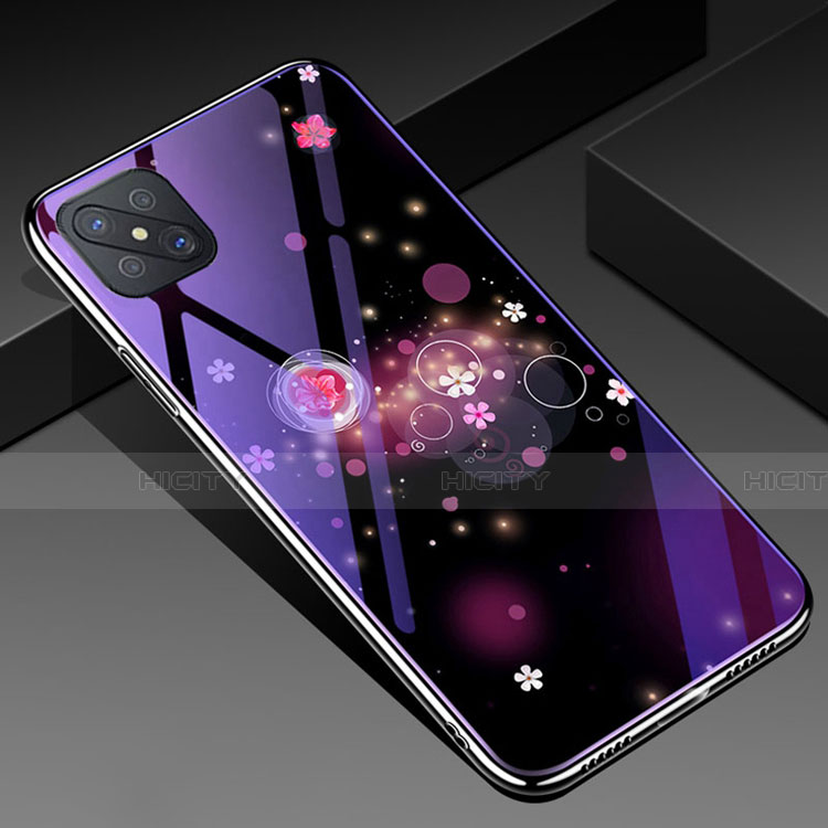 Funda Bumper Silicona Gel Espejo Patron de Moda Carcasa para Oppo A92s 5G Morado