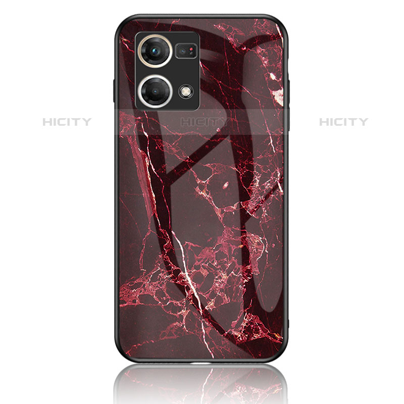 Funda Bumper Silicona Gel Espejo Patron de Moda Carcasa para Oppo F21 Pro 4G Rojo