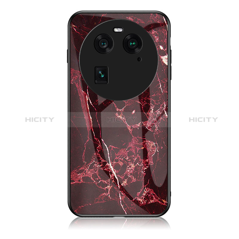 Funda Bumper Silicona Gel Espejo Patron de Moda Carcasa para Oppo Find X6 Pro 5G Rojo