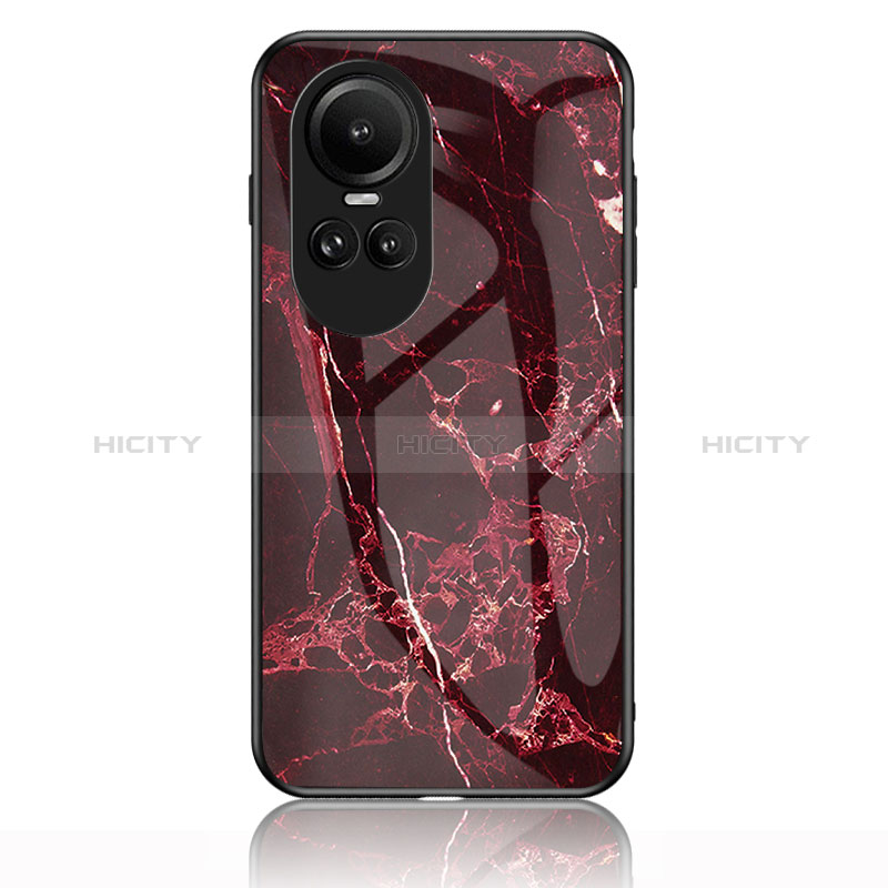 Funda Bumper Silicona Gel Espejo Patron de Moda Carcasa para Oppo Reno10 Pro 5G Rojo