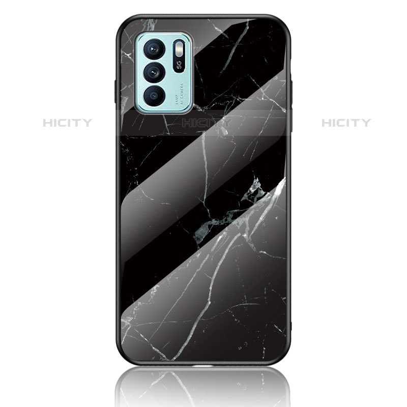 Funda Bumper Silicona Gel Espejo Patron de Moda Carcasa para Oppo Reno6 Z 5G Negro