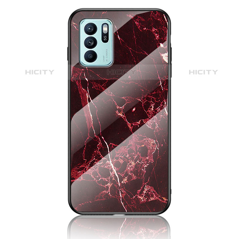 Funda Bumper Silicona Gel Espejo Patron de Moda Carcasa para Oppo Reno6 Z 5G Rojo