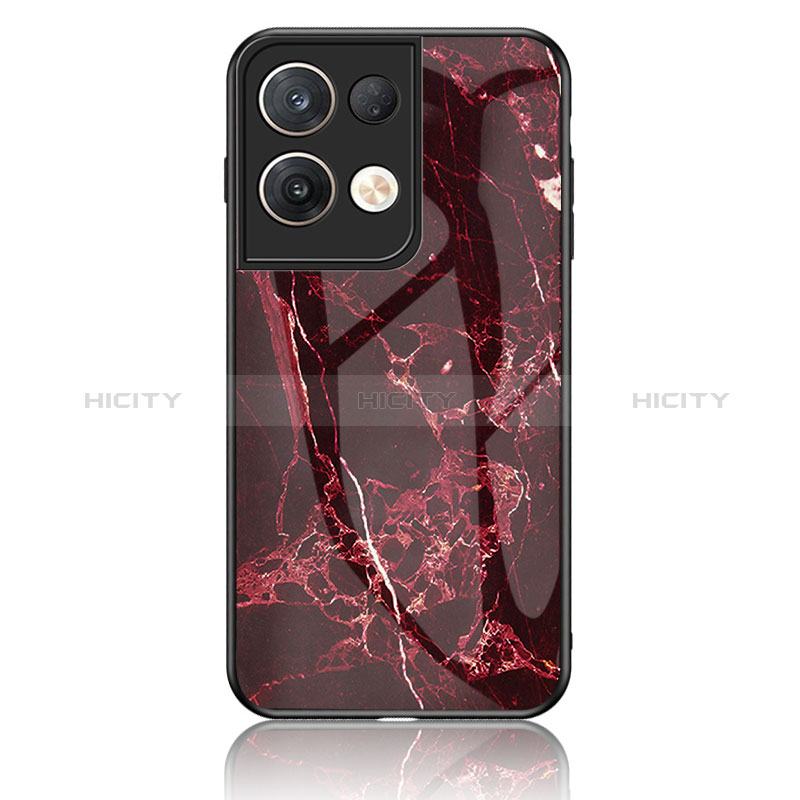 Funda Bumper Silicona Gel Espejo Patron de Moda Carcasa para Oppo Reno9 Pro+ Plus 5G Rojo