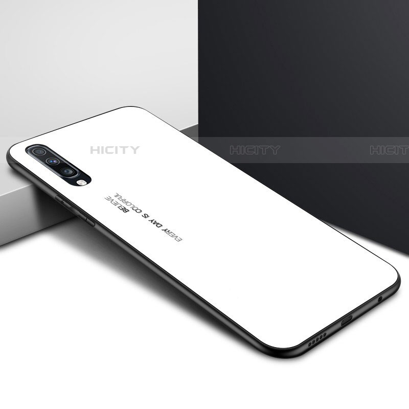 Funda Bumper Silicona Gel Espejo Patron de Moda Carcasa para Samsung Galaxy A70S Blanco