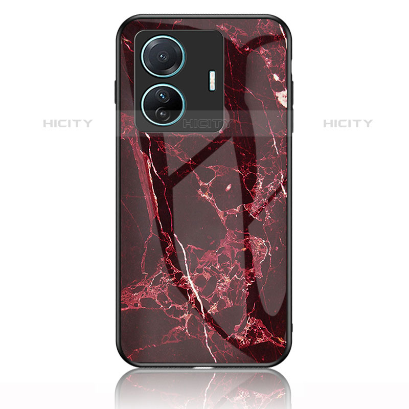 Funda Bumper Silicona Gel Espejo Patron de Moda Carcasa para Vivo iQOO Z6 Pro 5G Rojo