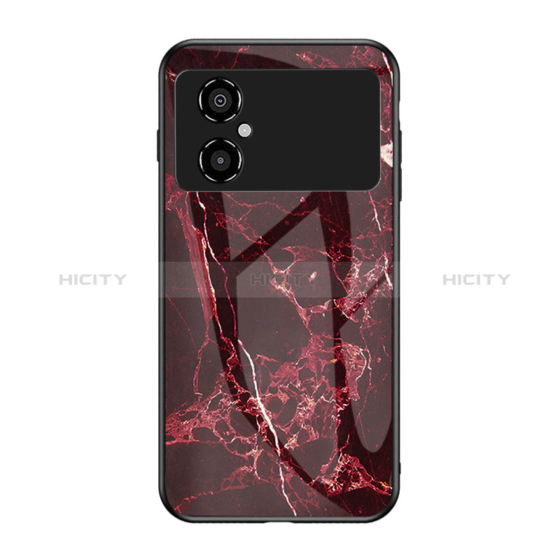 Funda Bumper Silicona Gel Espejo Patron de Moda Carcasa para Xiaomi Poco M4 5G Rojo