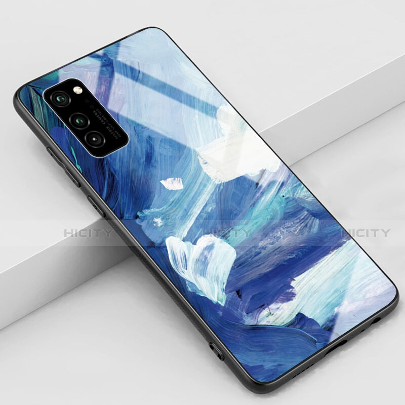 Funda Bumper Silicona Gel Espejo Patron de Moda Carcasa S01 para Huawei Honor V30 Pro 5G Azul