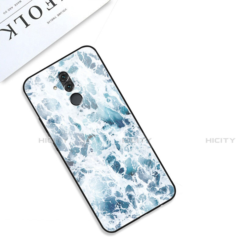 Funda Bumper Silicona Gel Espejo Patron de Moda Carcasa S01 para Huawei Mate 20 Lite Azul