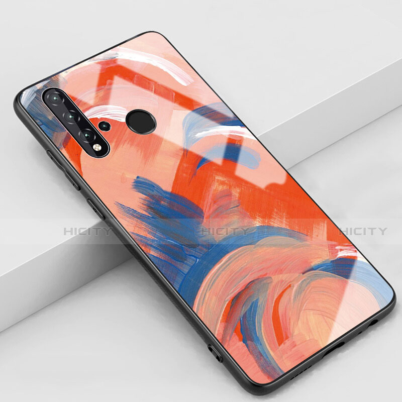 Funda Bumper Silicona Gel Espejo Patron de Moda Carcasa S01 para Huawei P20 Lite (2019) Naranja