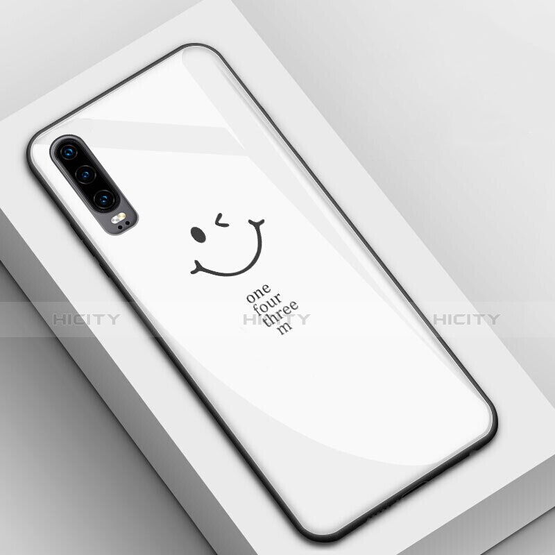 Funda Bumper Silicona Gel Espejo Patron de Moda Carcasa S01 para Huawei P30 Blanco