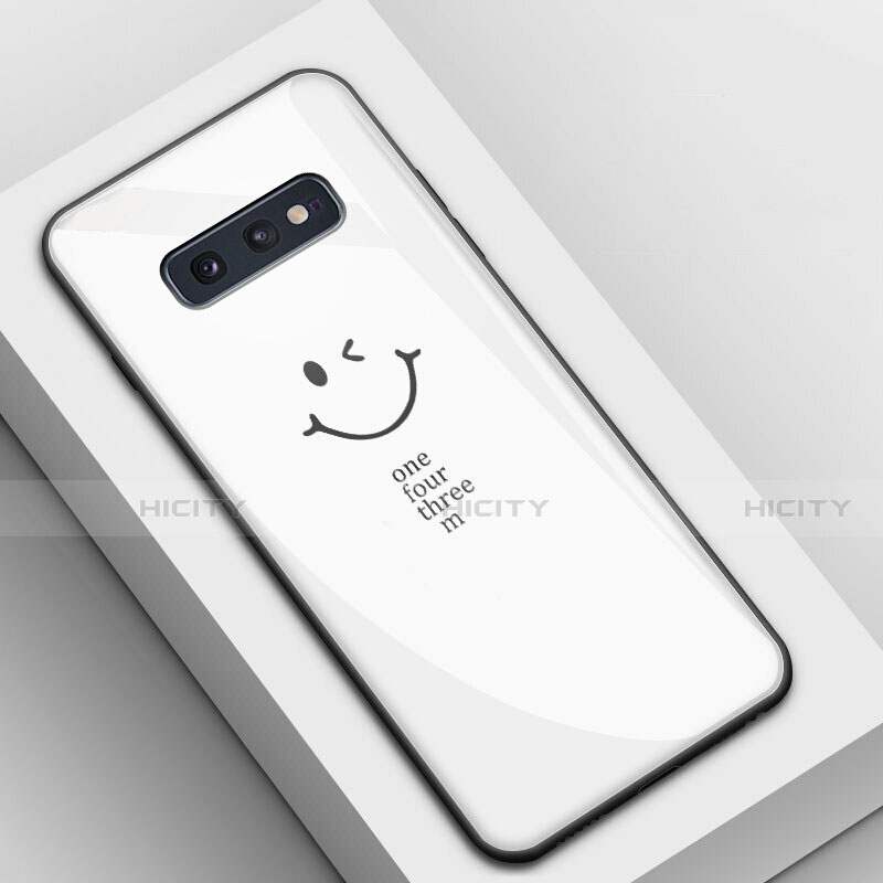 Funda Bumper Silicona Gel Espejo Patron de Moda Carcasa S01 para Samsung Galaxy S10e Blanco