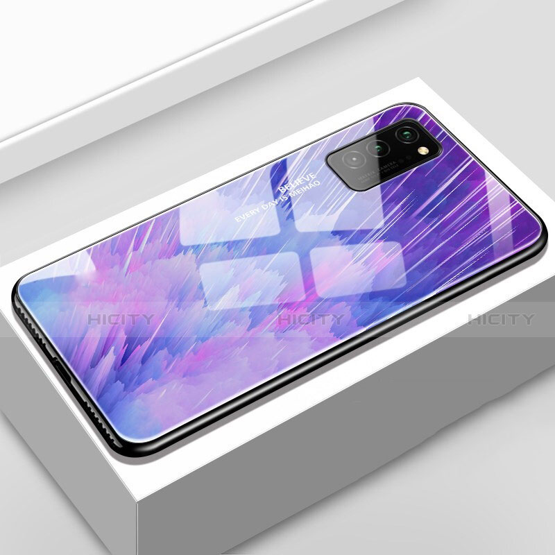 Funda Bumper Silicona Gel Espejo Patron de Moda Carcasa S02 para Huawei Honor V30 5G Morado