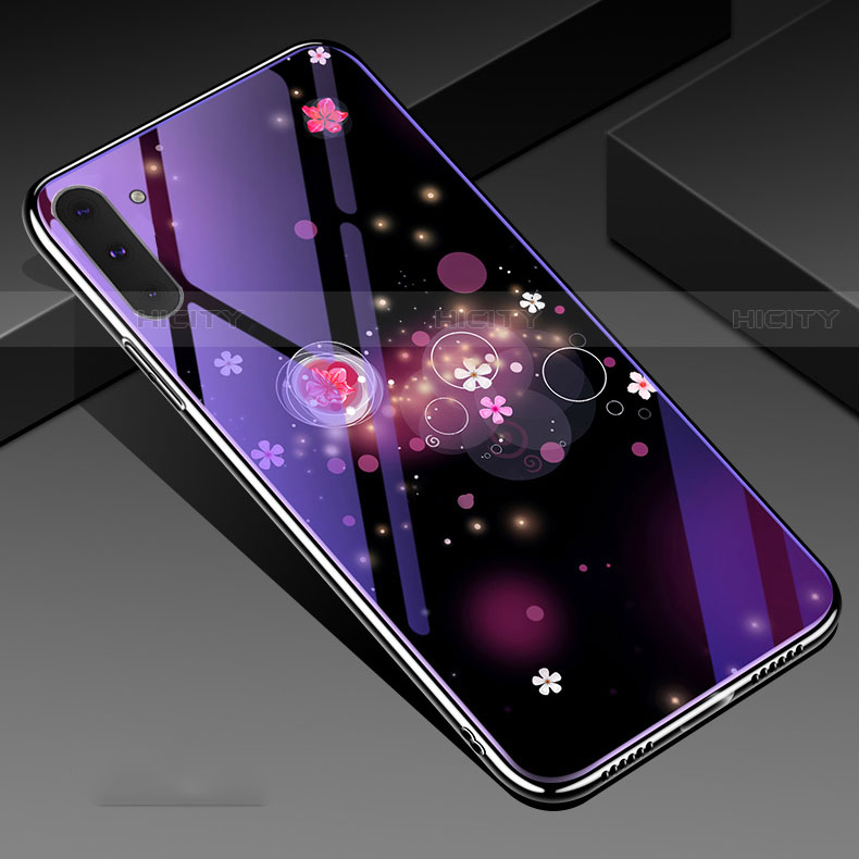 Funda Bumper Silicona Gel Espejo Patron de Moda Carcasa S02 para Samsung Galaxy Note 10 5G Morado