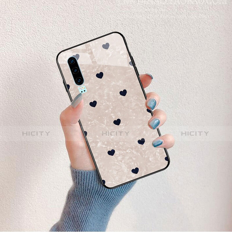 Funda Bumper Silicona Gel Espejo Patron de Moda Carcasa S04 para Huawei P30 Negro