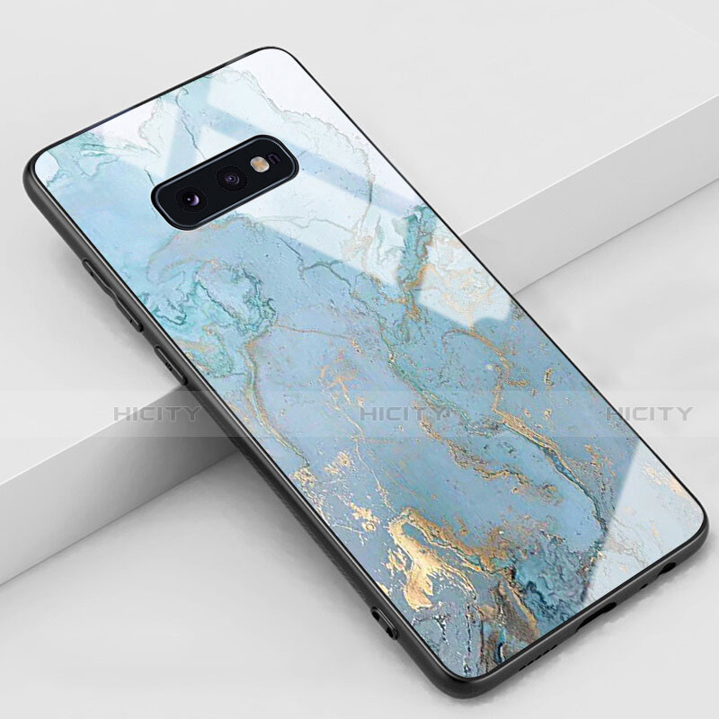 Funda Bumper Silicona Gel Espejo Patron de Moda Carcasa S04 para Samsung Galaxy S10e Cian