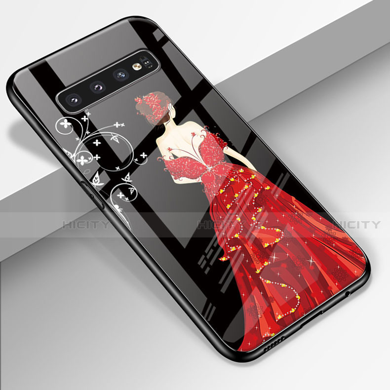 Funda Bumper Silicona Gel Espejo Vestido de Novia Carcasa K01 para Samsung Galaxy S10 5G Rojo y Negro