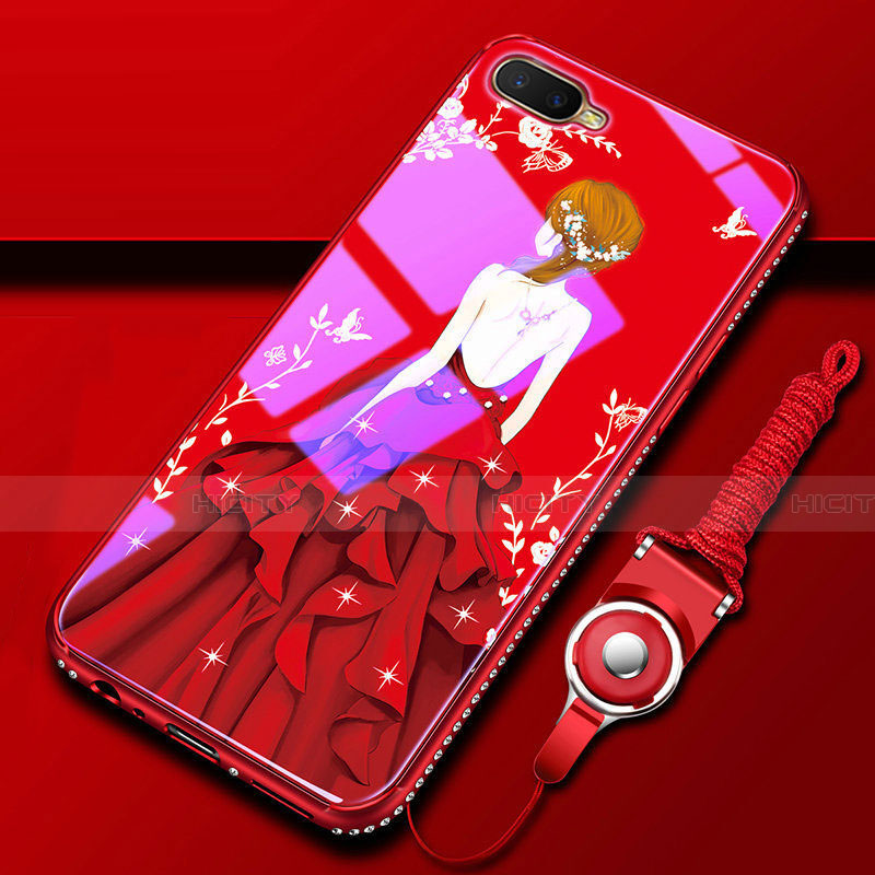 Funda Bumper Silicona Gel Espejo Vestido de Novia Carcasa M01 para Oppo R15X Rojo