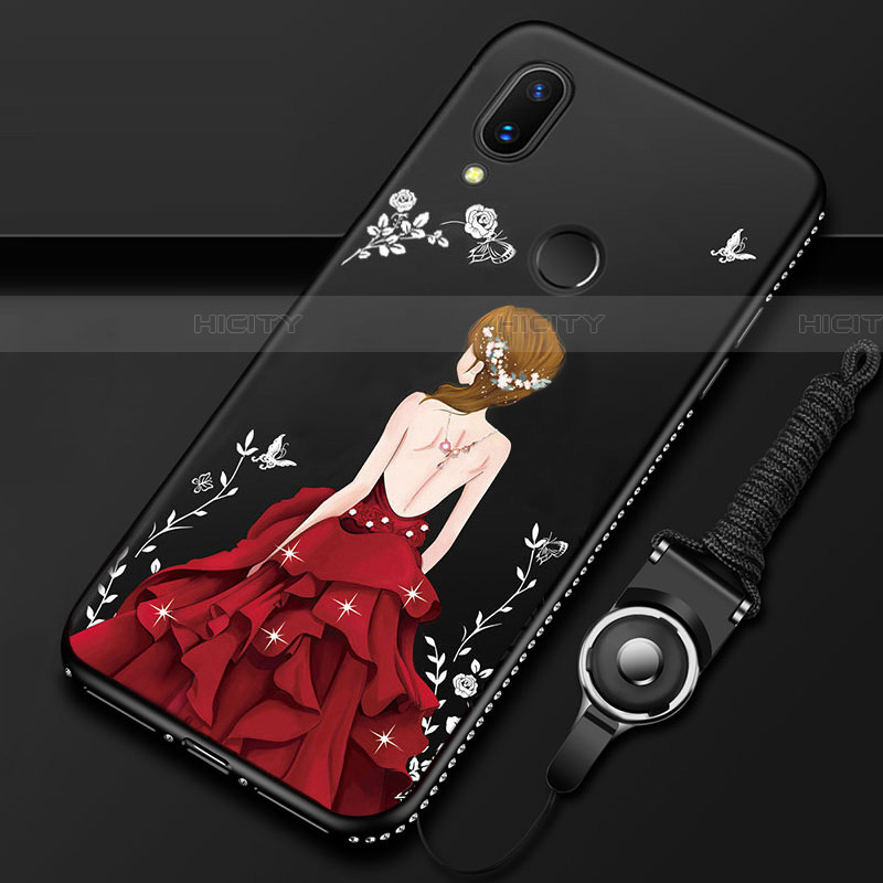 Funda Bumper Silicona Gel Espejo Vestido de Novia Carcasa para Huawei P Smart Z Rojo y Negro