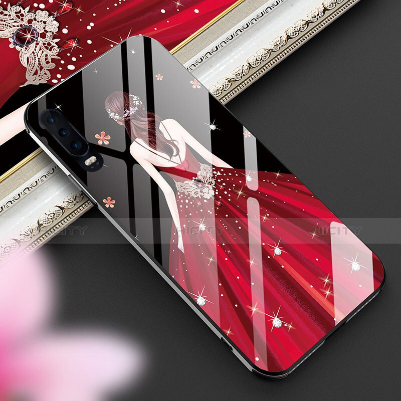 Funda Bumper Silicona Gel Espejo Vestido de Novia Carcasa para Huawei P30 Rojo