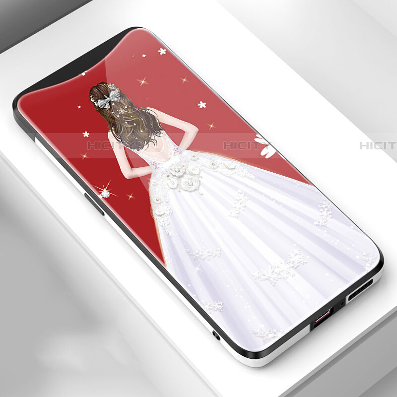 Funda Bumper Silicona Gel Espejo Vestido de Novia Carcasa para Oppo Find X Blanco