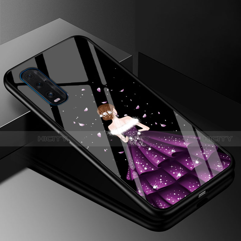 Funda Bumper Silicona Gel Espejo Vestido de Novia Carcasa para Oppo Find X2 Morado y Negro