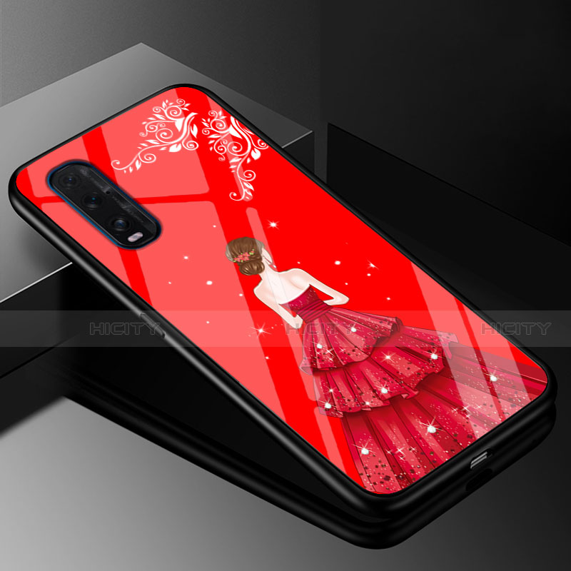 Funda Bumper Silicona Gel Espejo Vestido de Novia Carcasa para Oppo Find X2 Rojo