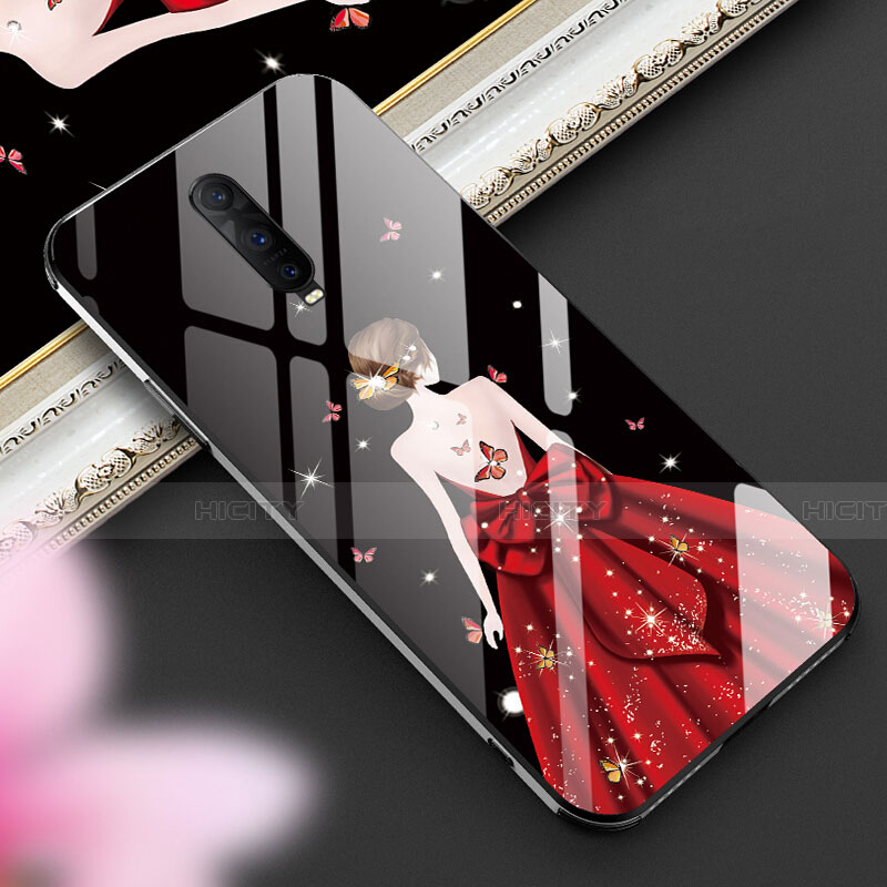 Funda Bumper Silicona Gel Espejo Vestido de Novia Carcasa para Oppo R17 Pro Rojo