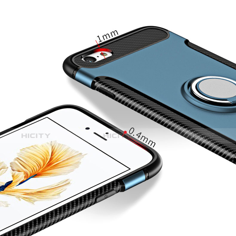 Funda Bumper Silicona Mate con Anillo de dedo Soporte para Apple iPhone 6 Azul