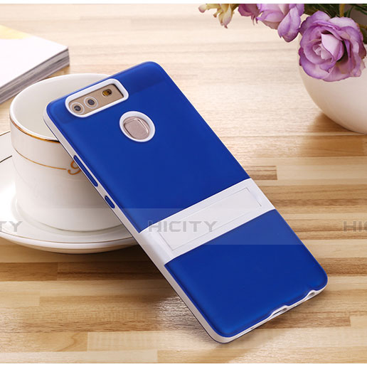 Funda Bumper Silicona Mate con Soporte para Huawei P9 Azul