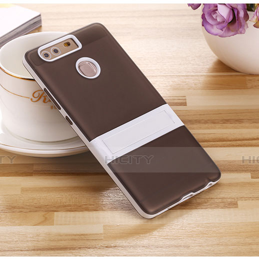 Funda Bumper Silicona Mate con Soporte para Huawei P9 Gris