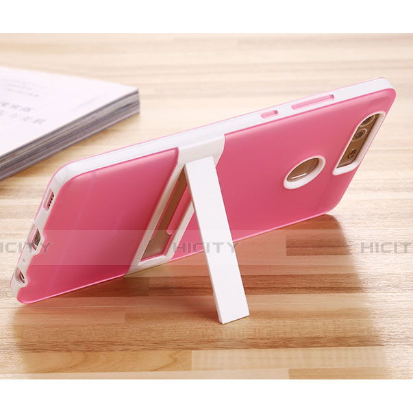 Funda Bumper Silicona Mate con Soporte para Huawei P9 Plus Rosa