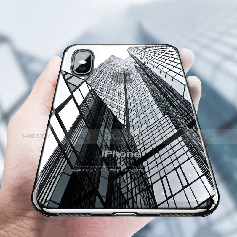 Funda Bumper Silicona Transparente Espejo 360 Grados C02 para Apple iPhone X Negro