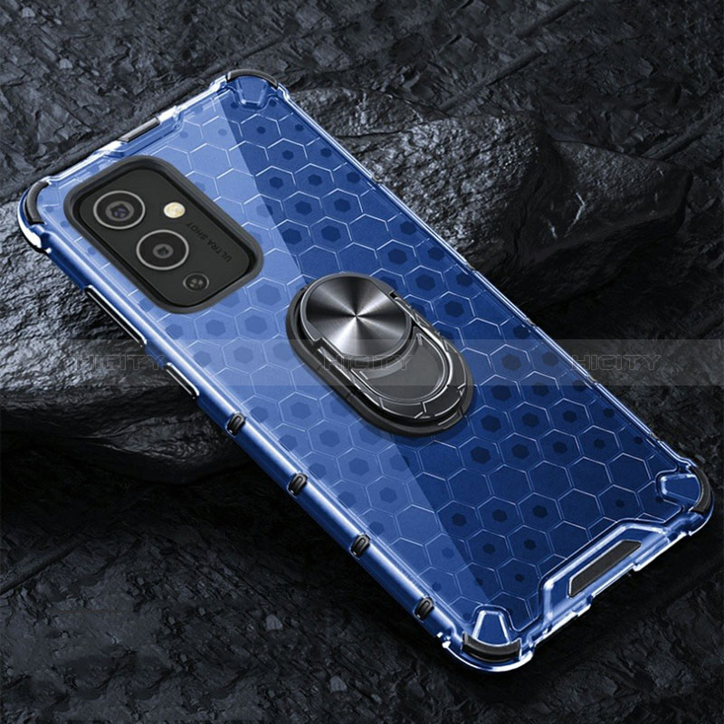 Funda Bumper Silicona Transparente Espejo 360 Grados con Magnetico Anillo de dedo Soporte AM1 para OnePlus 9 5G