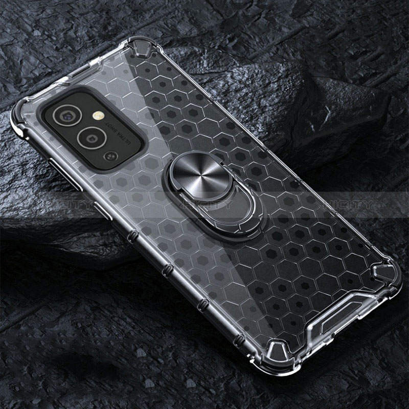 Funda Bumper Silicona Transparente Espejo 360 Grados con Magnetico Anillo de dedo Soporte AM1 para OnePlus 9 5G