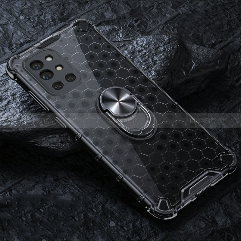 Funda Bumper Silicona Transparente Espejo 360 Grados con Magnetico Anillo de dedo Soporte AM1 para OnePlus 9R 5G