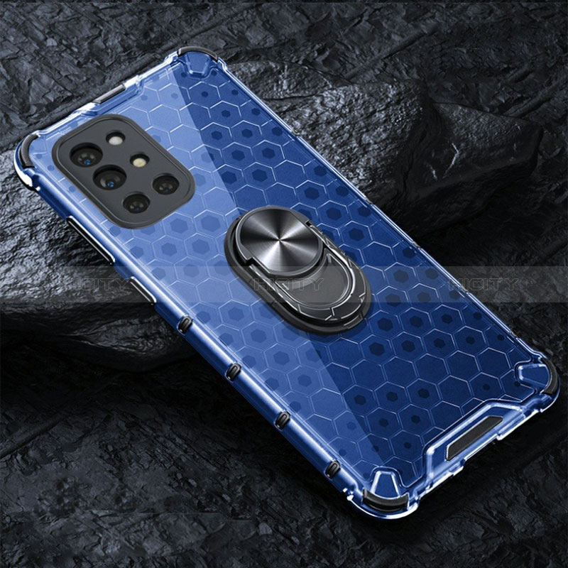 Funda Bumper Silicona Transparente Espejo 360 Grados con Magnetico Anillo de dedo Soporte AM1 para OnePlus 9R 5G