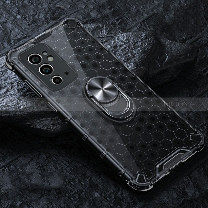 Funda Bumper Silicona Transparente Espejo 360 Grados con Magnetico Anillo de dedo Soporte AM1 para OnePlus 9RT 5G