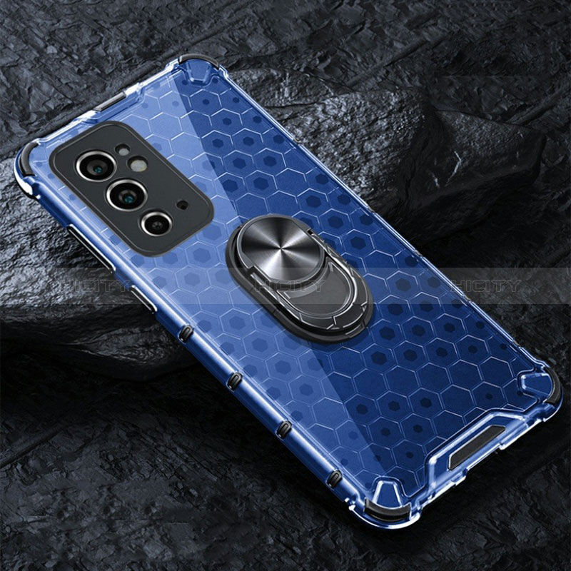 Funda Bumper Silicona Transparente Espejo 360 Grados con Magnetico Anillo de dedo Soporte AM1 para OnePlus 9RT 5G