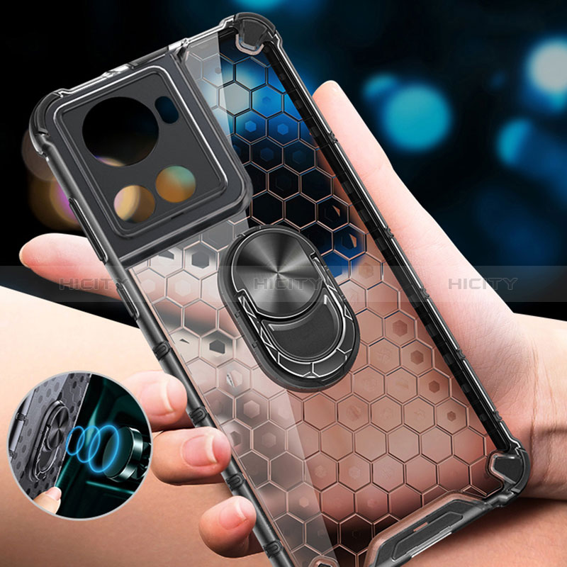 Funda Bumper Silicona Transparente Espejo 360 Grados con Magnetico Anillo de dedo Soporte AM1 para OnePlus Ace 5G