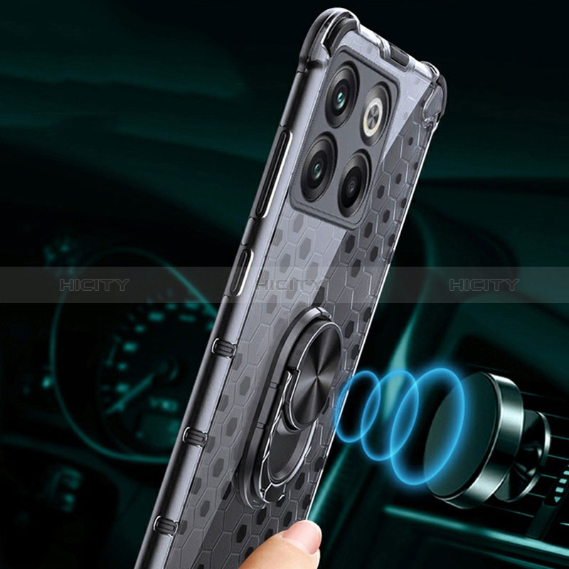 Funda Bumper Silicona Transparente Espejo 360 Grados con Magnetico Anillo de dedo Soporte AM1 para OnePlus Ace Pro 5G