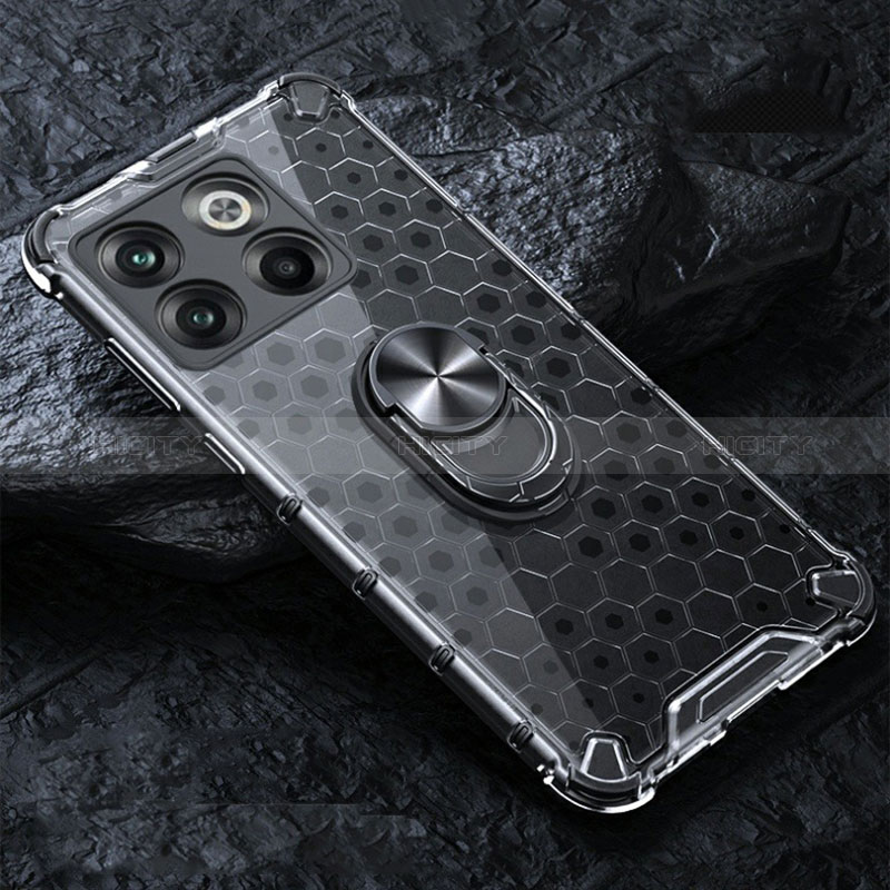 Funda Bumper Silicona Transparente Espejo 360 Grados con Magnetico Anillo de dedo Soporte AM1 para OnePlus Ace Pro 5G Gris