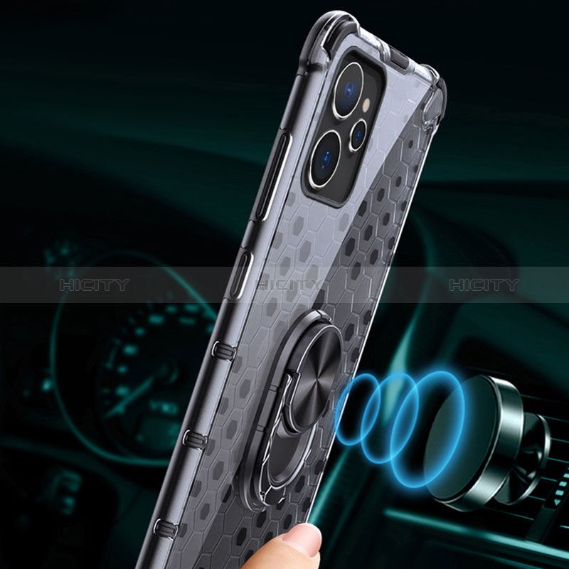 Funda Bumper Silicona Transparente Espejo 360 Grados con Magnetico Anillo de dedo Soporte AM1 para Realme 10 5G